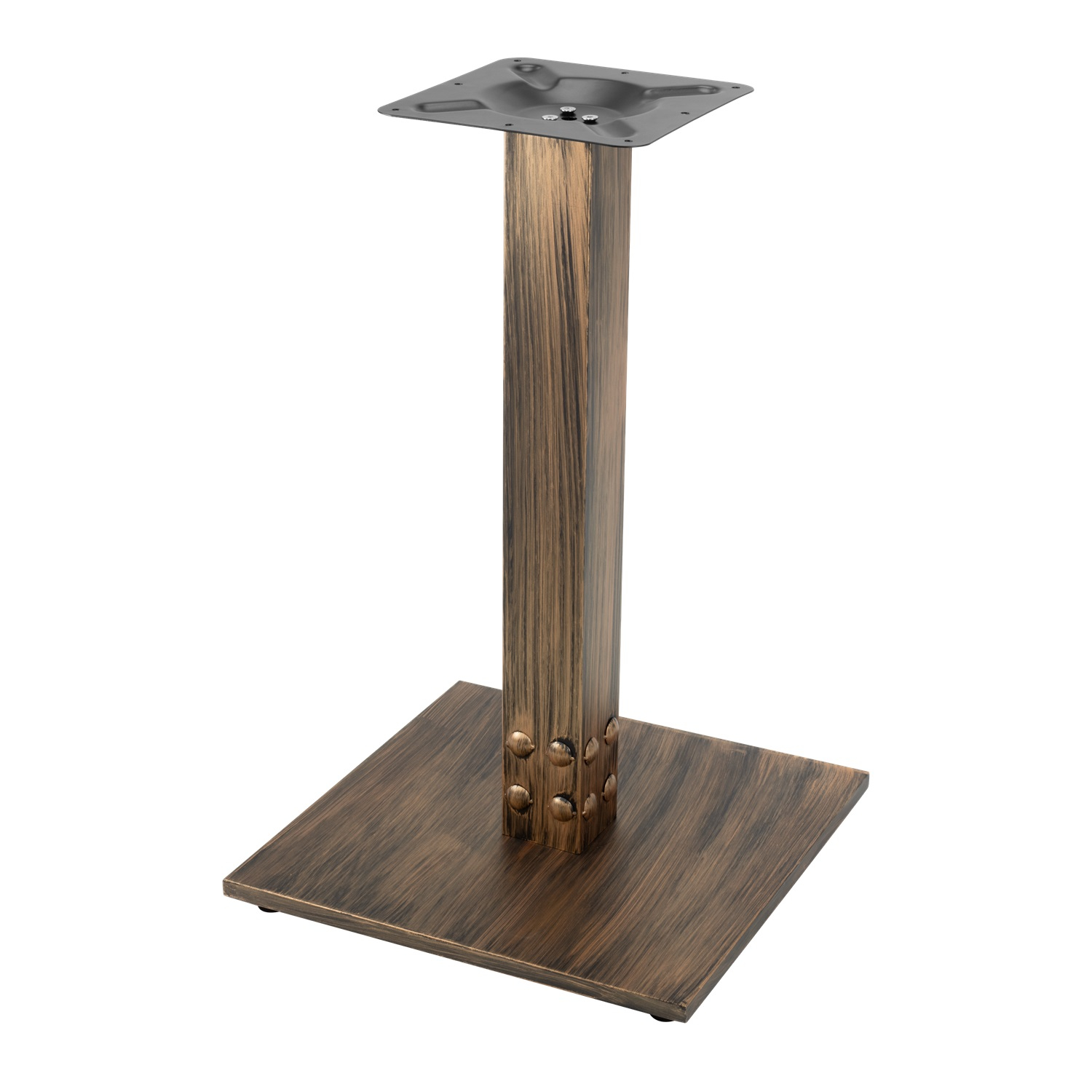 RAKI Picior masa metalic, 45x45xh72cm, baza patrata, aspect vintage bronz antichizat