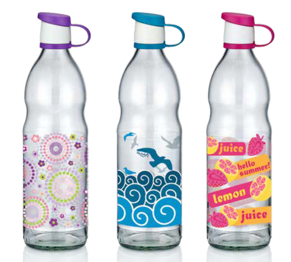 RAKI ZEN Sticla pentru apa cu decor 1l, din sticla, diferite decoruri si culori