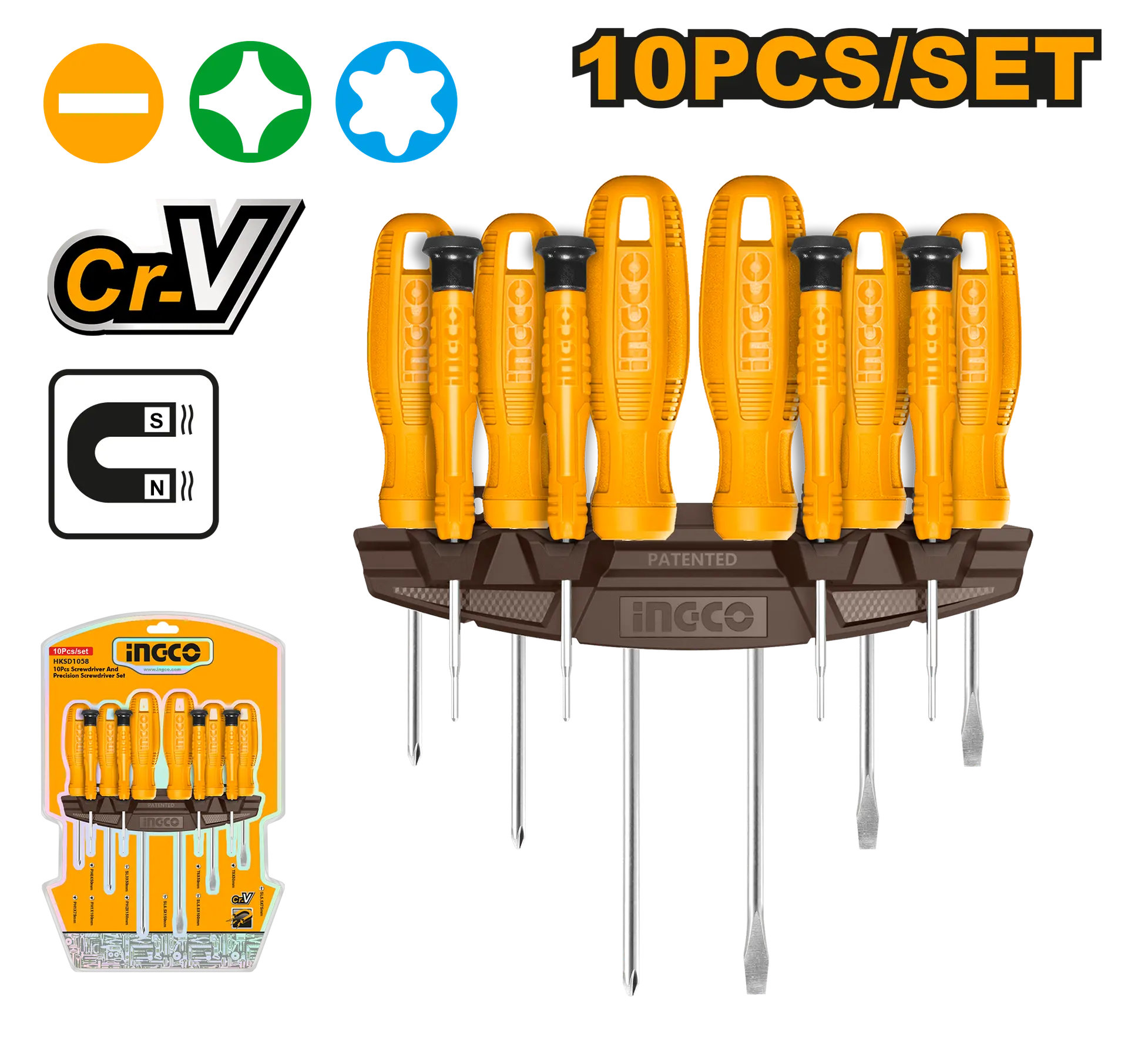 Set de Surubelnite cu Suport, 10 bucati – INGCO [1]