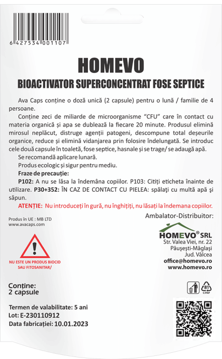 Bioactivator Fose Septice 2 Capsule Homevo - Solutie Superconcentrata [2]