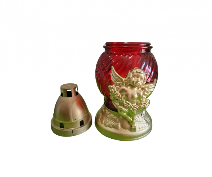 Candele Sticla cu Ingeras (cod: 5374) - Rosu [3]