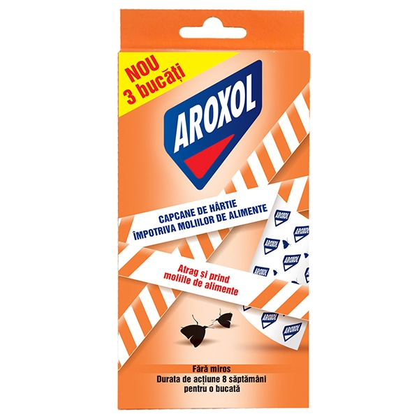Capcana Anti Molii de Alimente Aroxol, Set 3 Bucati, Banda cu Lipici si Feromoni pentru Camara si Bucatarie [2]