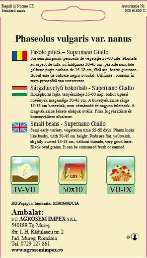 Seminte Fasole Pitica Galbena Supernano Giallo 80g Agrosem - Fideluta Fara Ate [3]