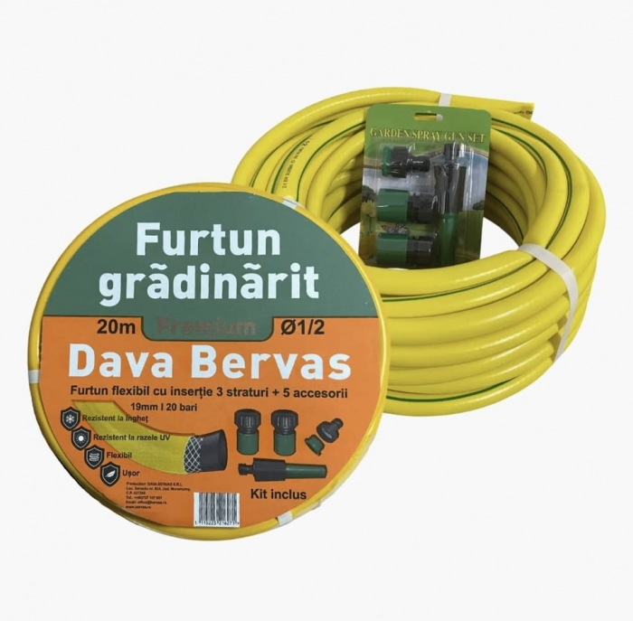 Furtun din PVC cu insertie si 5 accesorii - 20m [1]
