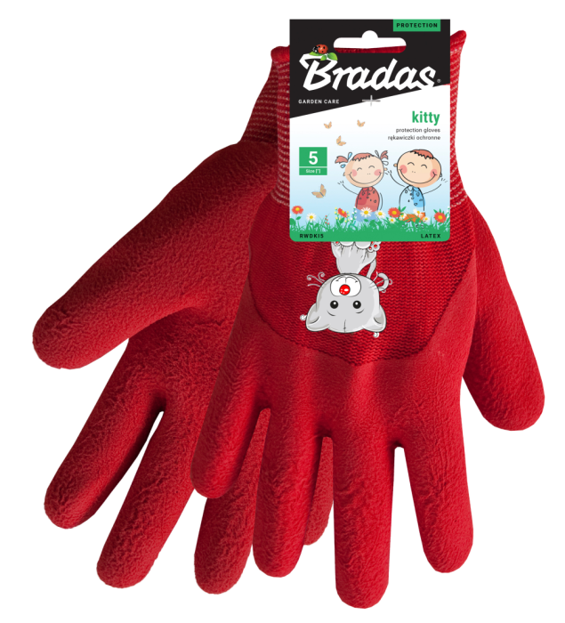 Manusi de Gradinarit pentru Copii KITTY, Poliester cu Invelis Latex Piankowym, Marimea 4 [2]