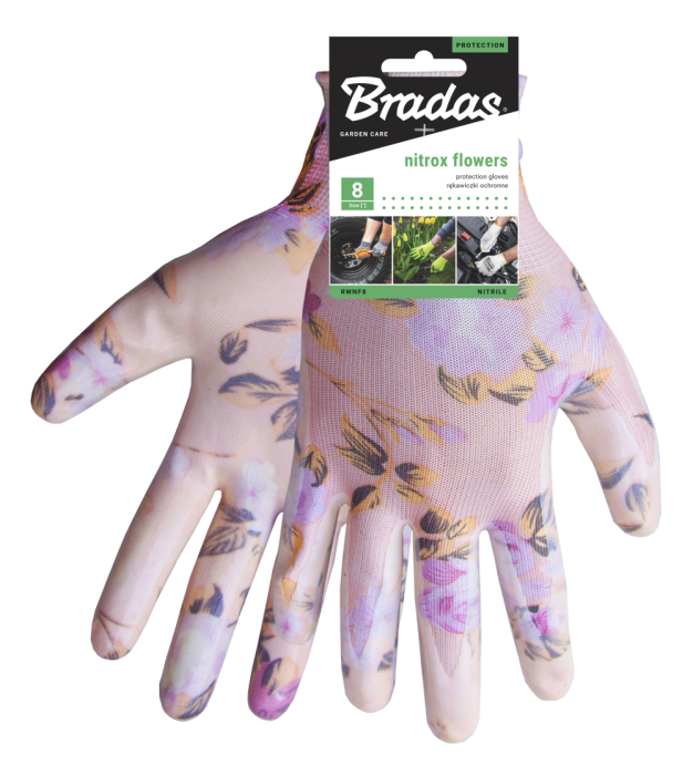 Manusi de Protectie si Gradinarit NITROX FLOWERS, Poliester cu Invelis Nitril, Marimea 8 [2]