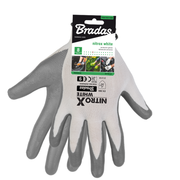 Manusi de Protectie si Gradinarit NITROX WHITE, Poliester cu Invelis Nitril, Marimea 9 [2]