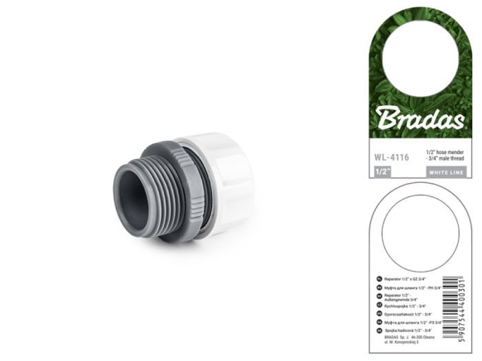 Mufa Reparare si Prelungire Furtun 1/2 cu Filet Exterior 3/4 Bradas, Conector Hibrid Irigatii [2]
