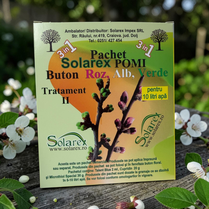 Pachet 3 in 1 Tratament II Pomi Fructiferi, Solarex, pentru 10 L Apa, Fungicid + Insecticid + Ingrasamant Foliar [2]