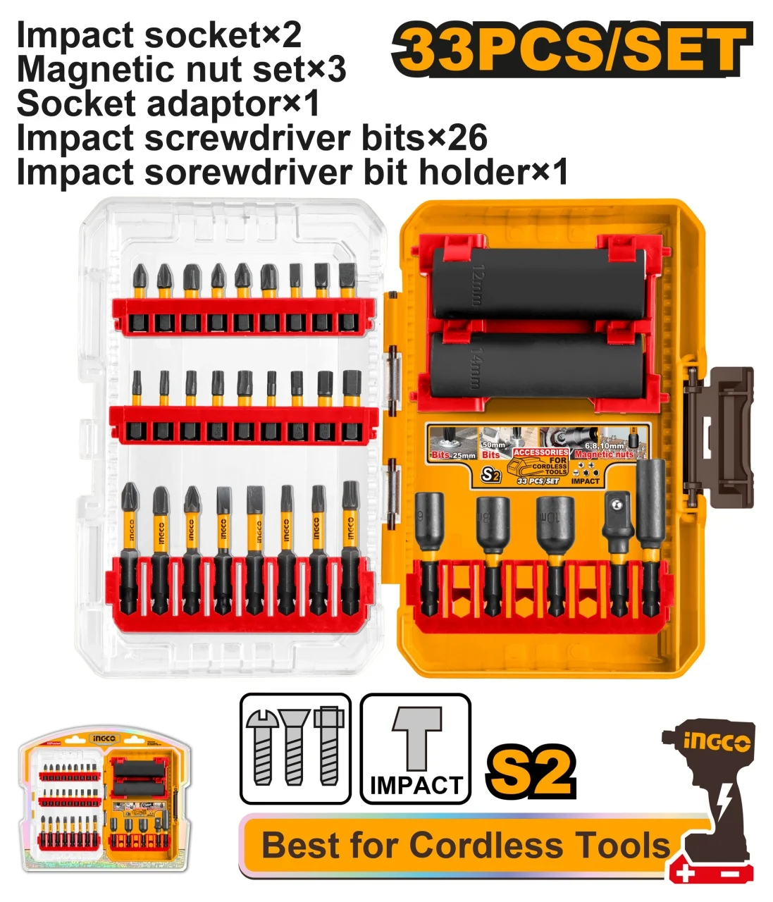 Set 33 Biti de Impact Profesional AKDL63306, Trusa Capete Surubelnita Torsiune pentru Masina cu Percutie [2]