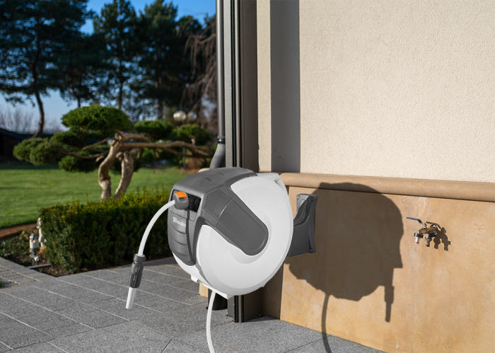 Tambur Automat cu Furtun de Gradina 1/2 35m White Line Bradas, Carcasa Retractabila de Perete XXL [2]
