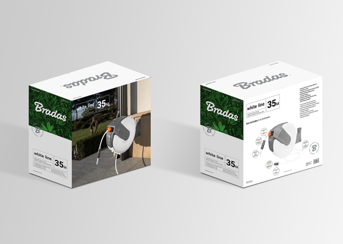 Tambur Automat cu Furtun de Gradina 1/2 35m White Line Bradas, Carcasa Retractabila de Perete XXL [3]