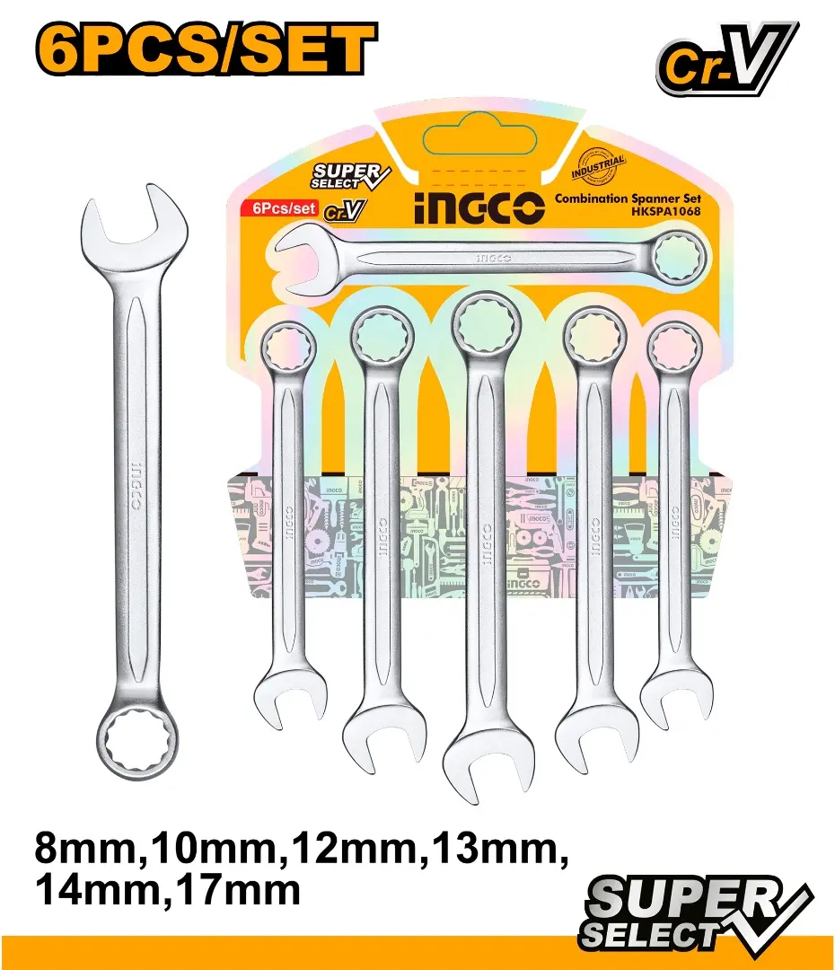 Set chei combinate - Set chei combinate INGCO 6 piese 8–17 mm finisaj de calitate