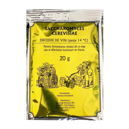 Vinificatie - Drojdie Saccharomyces cerevisiae 20 g – fermentatie la 14°C