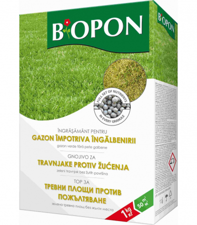 Ingrasaminte plante - CUTIE / KG - Biopon ingrasamant gazon impotriva ingalbenirii  1 kg