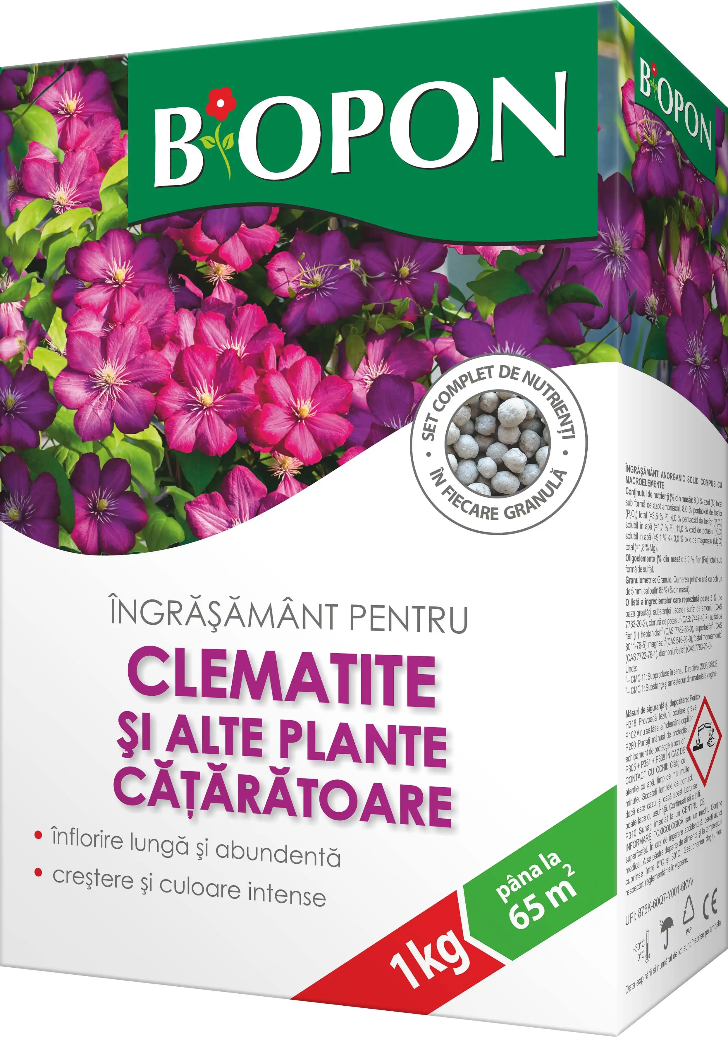 Ingrasaminte plante - CUTIE / KG - Biopon Ingrasamant pentru clematite si plante cataratoare 1kg