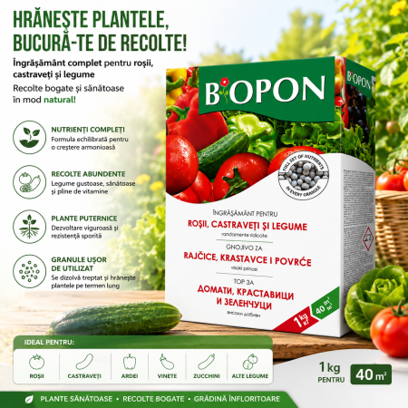 Ingrasamant pentru rosii, castraveti si legume Biopon 1kg - Ingrasamant Granulat NPK cu Micronutrienti [1]
