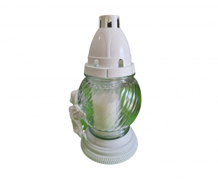 Candele Sticla cu Ingeras (cod: 5373) - Alb/transparent [1]