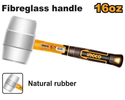 Baros / Ciocan / Topor - Ciocan din Cauciuc Alb Moale 450g, Mailet Profesional Anti-Urme cu Maner din Fibra de Sticla