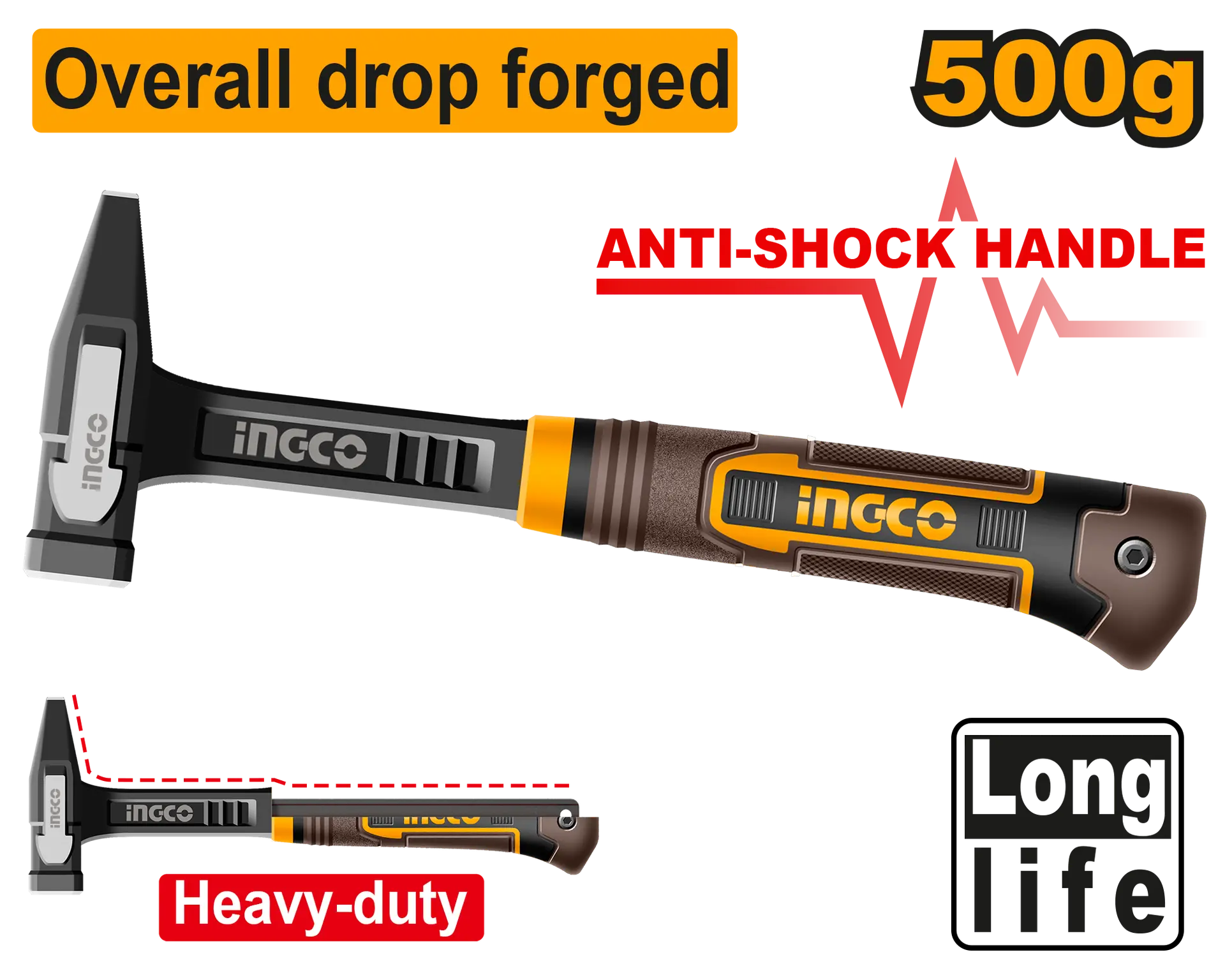 Baros / Ciocan / Topor - Ciocan INGCO 500 g antisoc – rezistent si confortabil