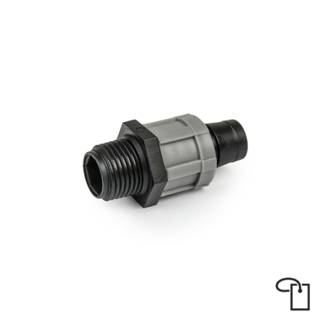 Accesorii irigat - Conector Banda Picurare 16mm cu Filet Exterior 1/2 Bradas, Racord Start mufa Lock Irigatii