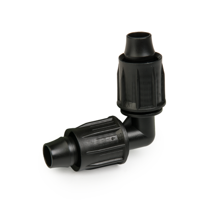 Accesorii irigat - Cot pentru Tub Picurare 16mm Bradas, Conector Unghiular 90 Grade cu Piulita Quick Joint