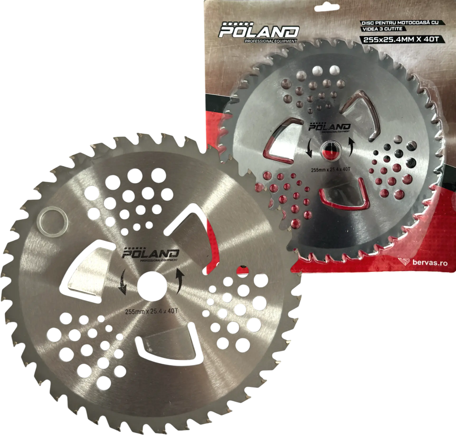 Discuri motocoasa - Disc Hibrid Motocoasa cu Widia si 3 Cutite Integrate 40T, Disc Profesional pentru Defrisare si Maruntire