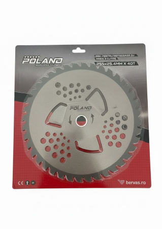 Discuri motocoasa - Disc Hibrid pentru Motocoasa cu Widia si 3 Cutite Integrate 40T, Panza Profesionala pentru Defrisare si Tocare