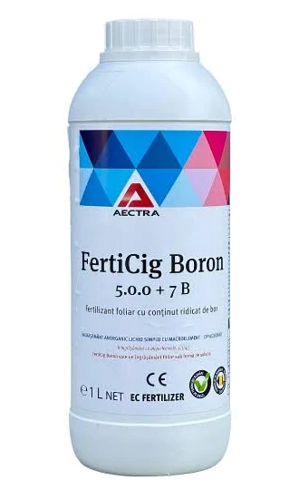 Ingrasaminte plante - Fertilizant Foliar Ferticig Boron 1L, Corector Carenta de Bor pentru Inflorire si Legare