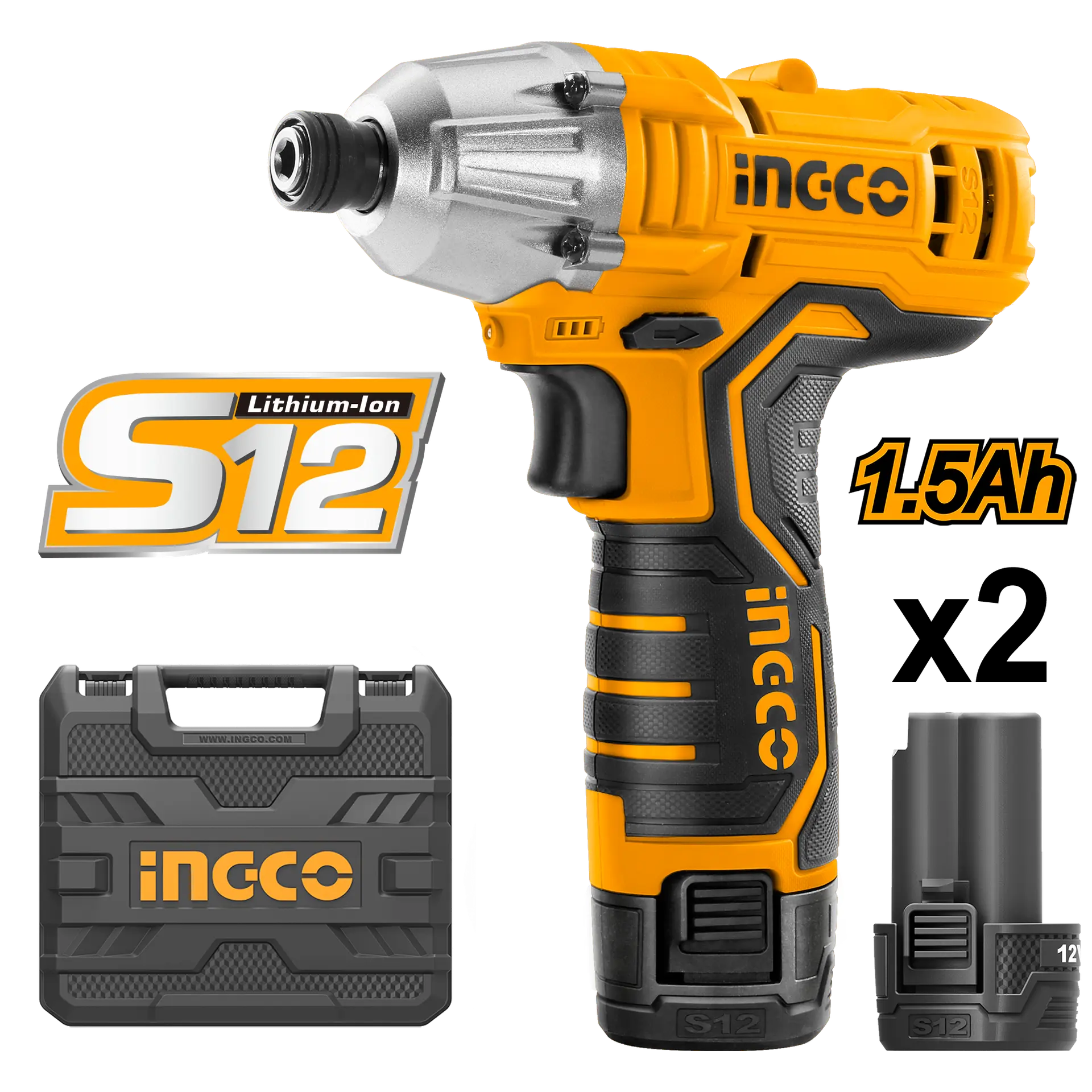 Truse /set scule - Filetanta cu impact 12V 1/4 INGCO 100 Nm + accesorii