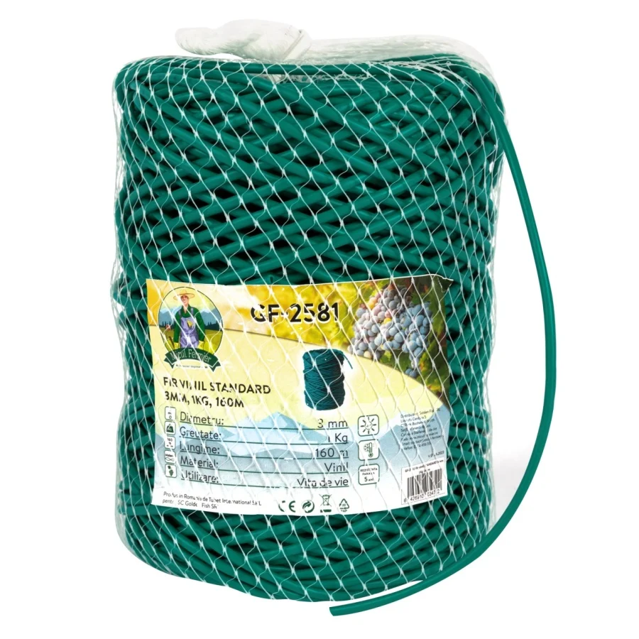Fir Motocoasa Patrat 3 mm standard, Rola 1Kg 160m, Fir Vinil Rezistent pentru Iarba Mare si Buruieni Dese [2]