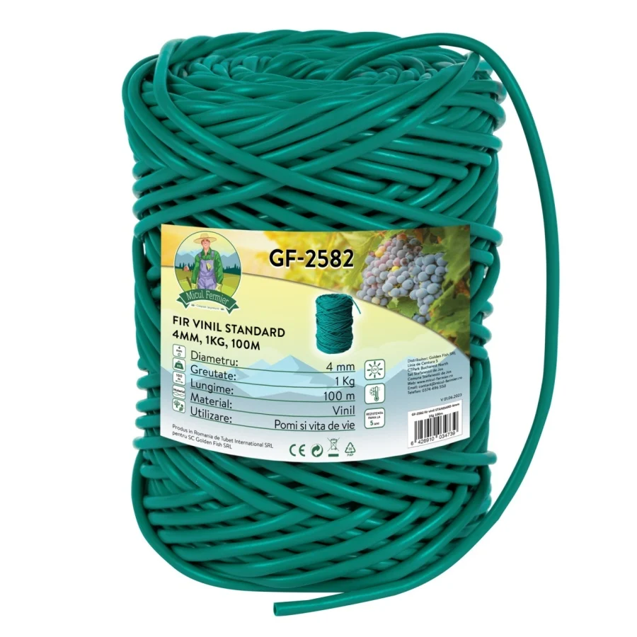 Fir/Ata de legat - Fir Motocoasa Patrat 4 mm standard, Rola 1Kg 100m, Fir Vinil Rezistent pentru Vegetatie Grea si Maracinis