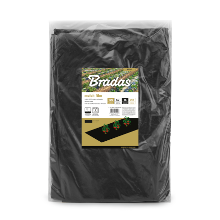 Diverse casa si gradina - Folie Mulcire Neperforata 1.0x50m Bradas, Folie Neagra Anti-Buruieni pentru Legume si Sere 15 Um