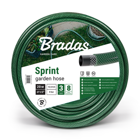 Accesorii irigat - Furtun de Gradina 1/2 15m 3 Straturi Bradas Sprint, Verde Transparent, Rezistent la UV si Alge
