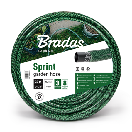 Accesorii irigat - Furtun de Gradina 3/4 20m 3 Straturi Bradas Sprint, Invelis Verde Transparent, Rezistent Presiune 24 Bar