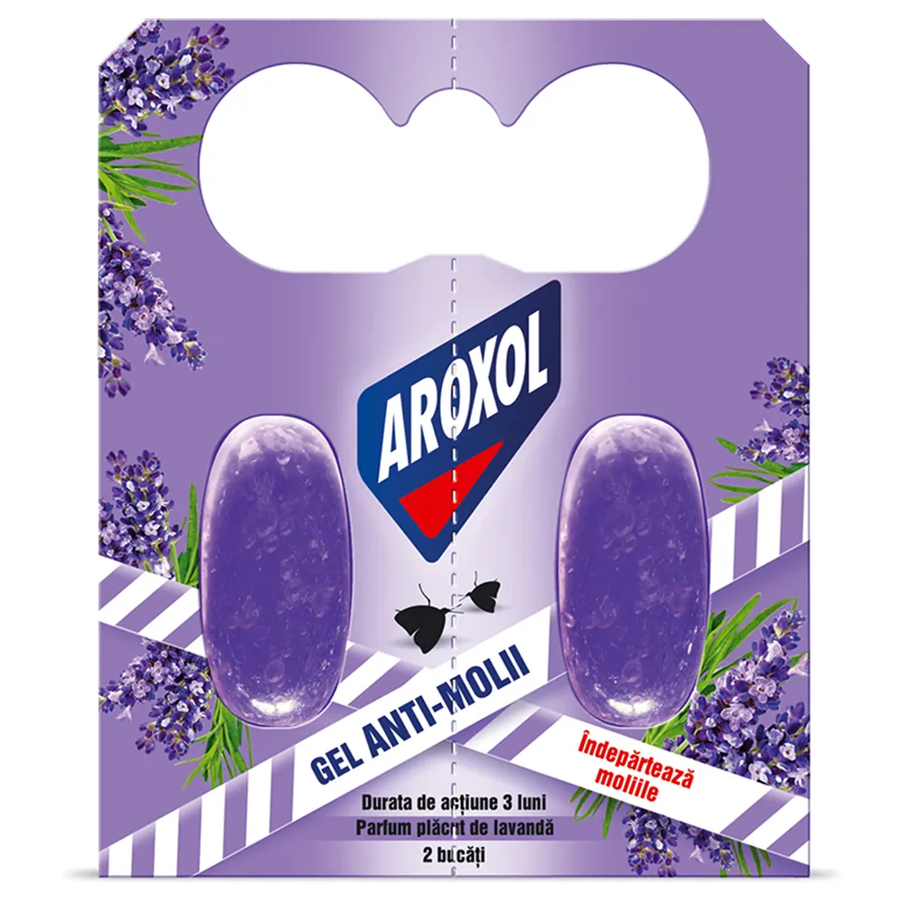 Gel Anti Molii si Acarieni Aroxol Cassette Lavanda, Set 2 Bucati, Protectie Dubla pentru Haine si Textil [1]