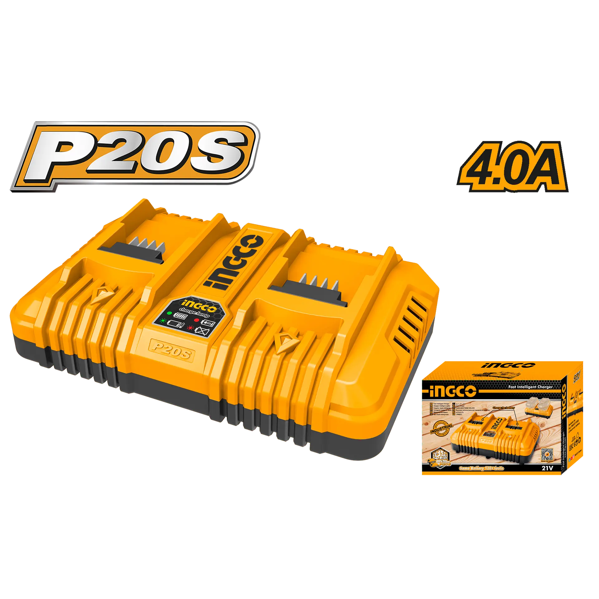 Acumulatori si Incarcatoare - Incarcator Fast Charge Dublu 4A INGCO P20S