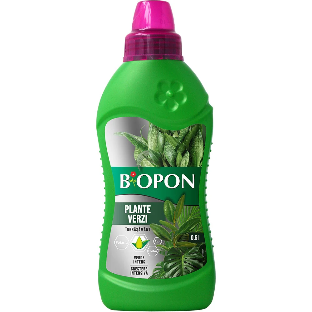 Batoza si moara cereale - Ingrasamant lichid pentru plante verzi 0.5 L Biopon - Vitalitate si Frunze Stralucitoare