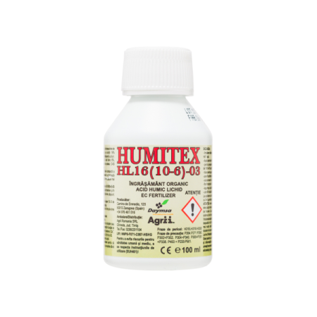 Ingrasaminte plante - Ingrasamant Organic Humitex HL-16, 100 ml, Biostimulator pe baza de Acizi Humici si Fulvici