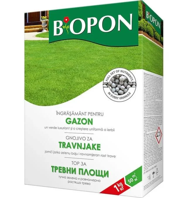 Ingrasaminte plante - CUTIE / KG - Ingrasamant pentru Gazon Biopon 1kg, Fertilizant Granulat pentru Verde Intens si Densitate Sporita