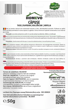 Insecticid Capuse Natural 50g Homevo - Pulbere Bio din Pamant de Diatomee [1]