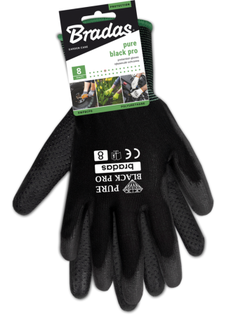 Manusi de Protectie Marimea 9 Pure Black Pro Bradas, Manusi de Lucru din Poliester Impregnate cu Poliuretan si Puncte PVC [1]