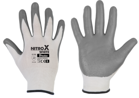 Echipament protectie gradina - Manusi de Protectie si Gradinarit NITROX WHITE, Poliester cu Invelis Nitril, Marimea 9