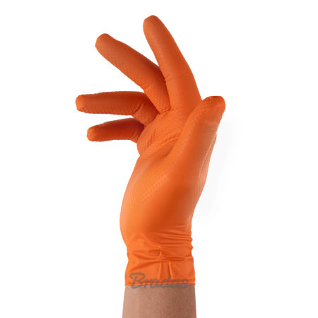 Manusi Nitril Portocalii DIAMOND XL (10), Set 50 buc, Textura Diamantata, Ultra-Rezistente [1]
