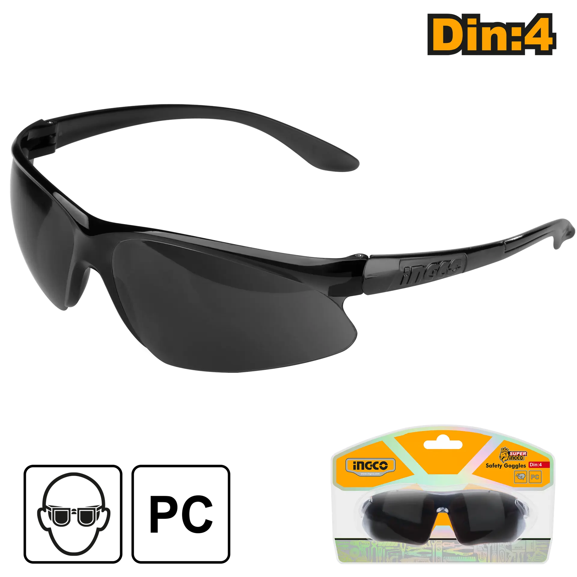 Echipament protectie gradina - Ochelari de protectie cu lentile fumurii - Ingco