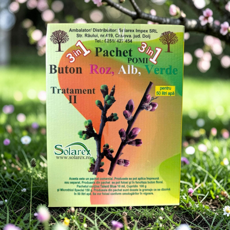 Pachet 3 in 1 Tratament II Pomi Fructiferi, Solarex, pentru 50 L Apa, Fungicid + Insecticid + Ingrasamant Foliar [1]