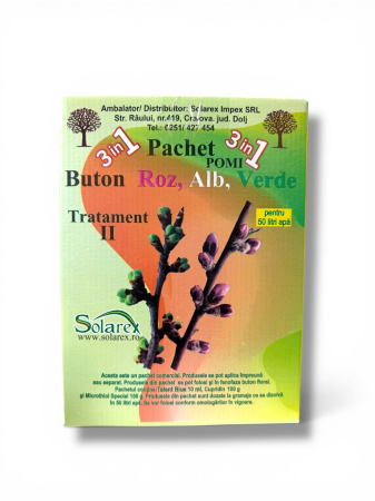 Insecticid - Pachet 3 in 1 Tratament II Pomi Fructiferi, Solarex, pentru 50 L Apa, Fungicid + Insecticid + Ingrasamant Foliar
