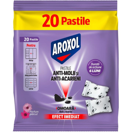 Insecticid - Pastile Anti Molii de Haine Aroxol 20 Bucati, Rezerve Solide Inodore pentru Dulapuri si Sertare