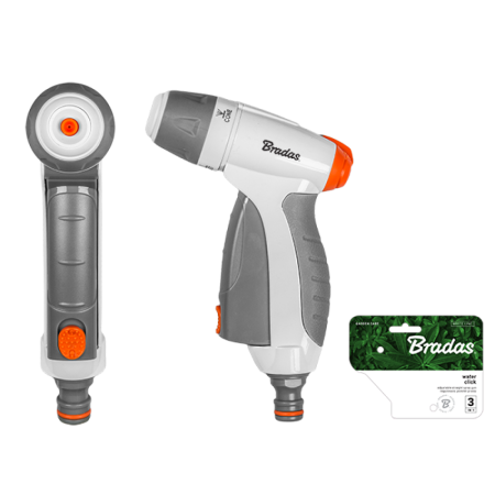 Accesorii irigat - Pistol de Udat Drept din Metal Water Click 3 Functii Bradas, Lance Reglabila Heavy-Duty