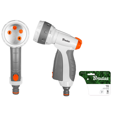 Accesorii irigat - Pistol de Udat Metalic Water Click 5 Functii Bradas, Tun de Stropit Heavy-Duty pentru Gradina